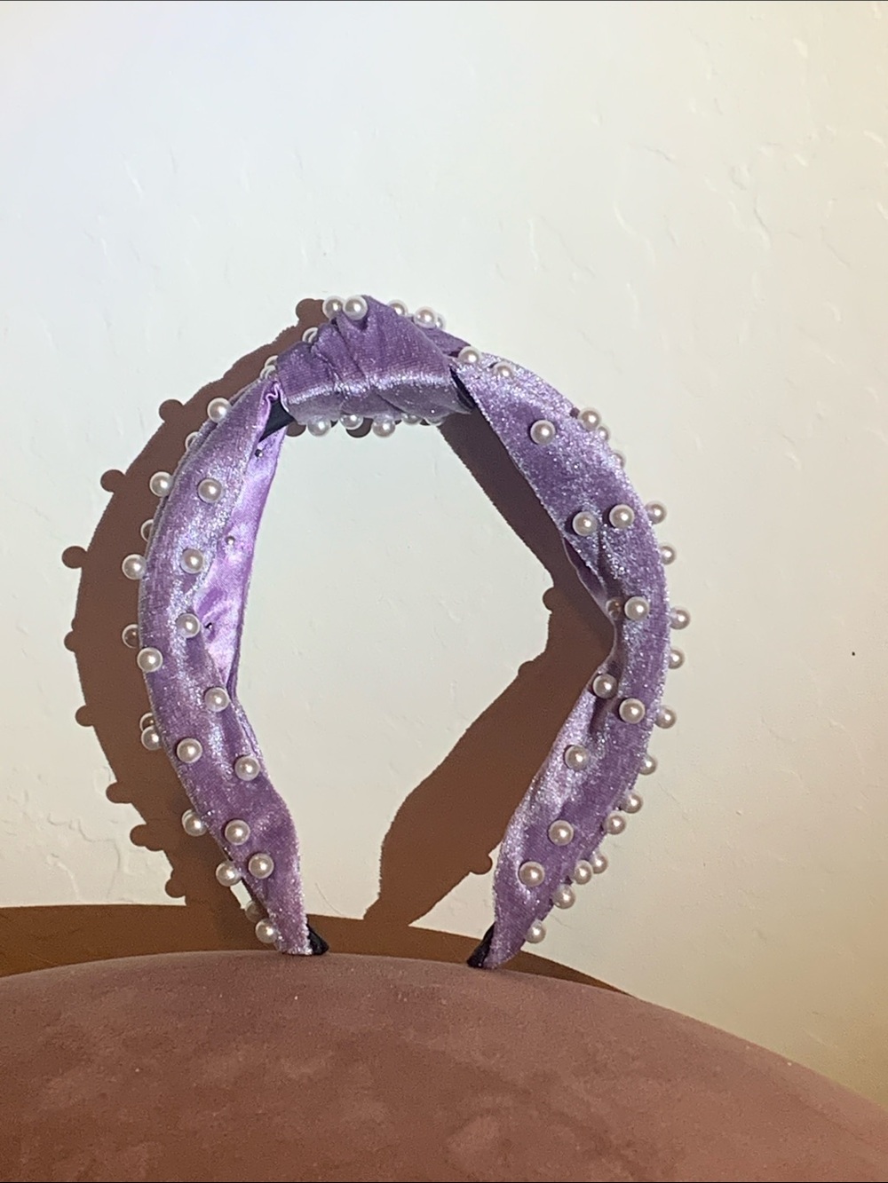 Lavender Velvet Pearl Headband